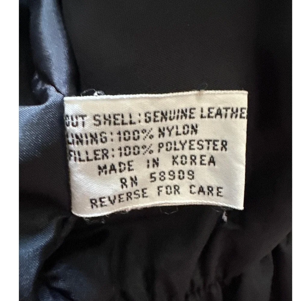 Vintage 80s 90s Colorful Patchwork‎ Leather Bomber Jacket Made in Korea Size L - Picture 7 of 9